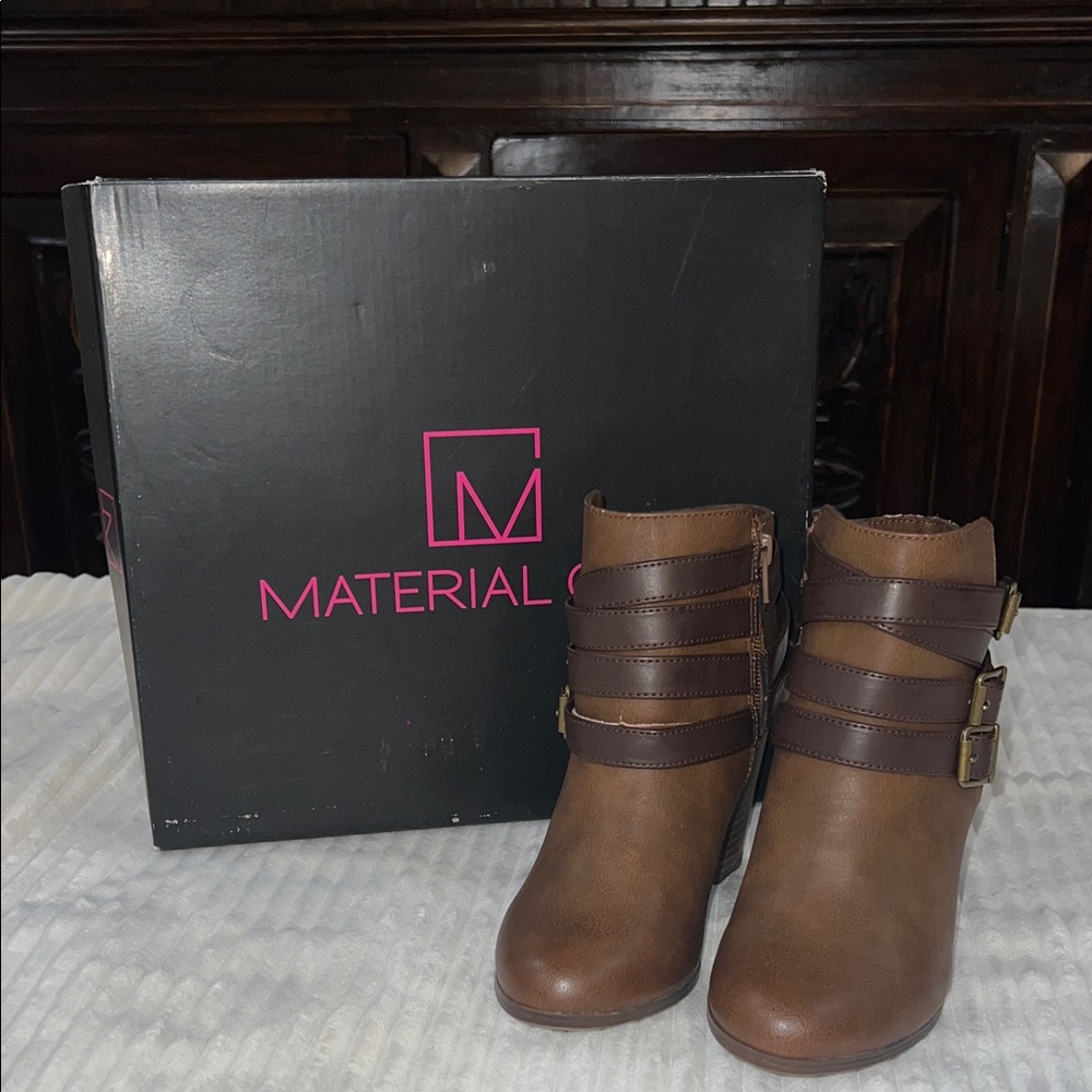 Material Girl Chestnut Buckle Boots